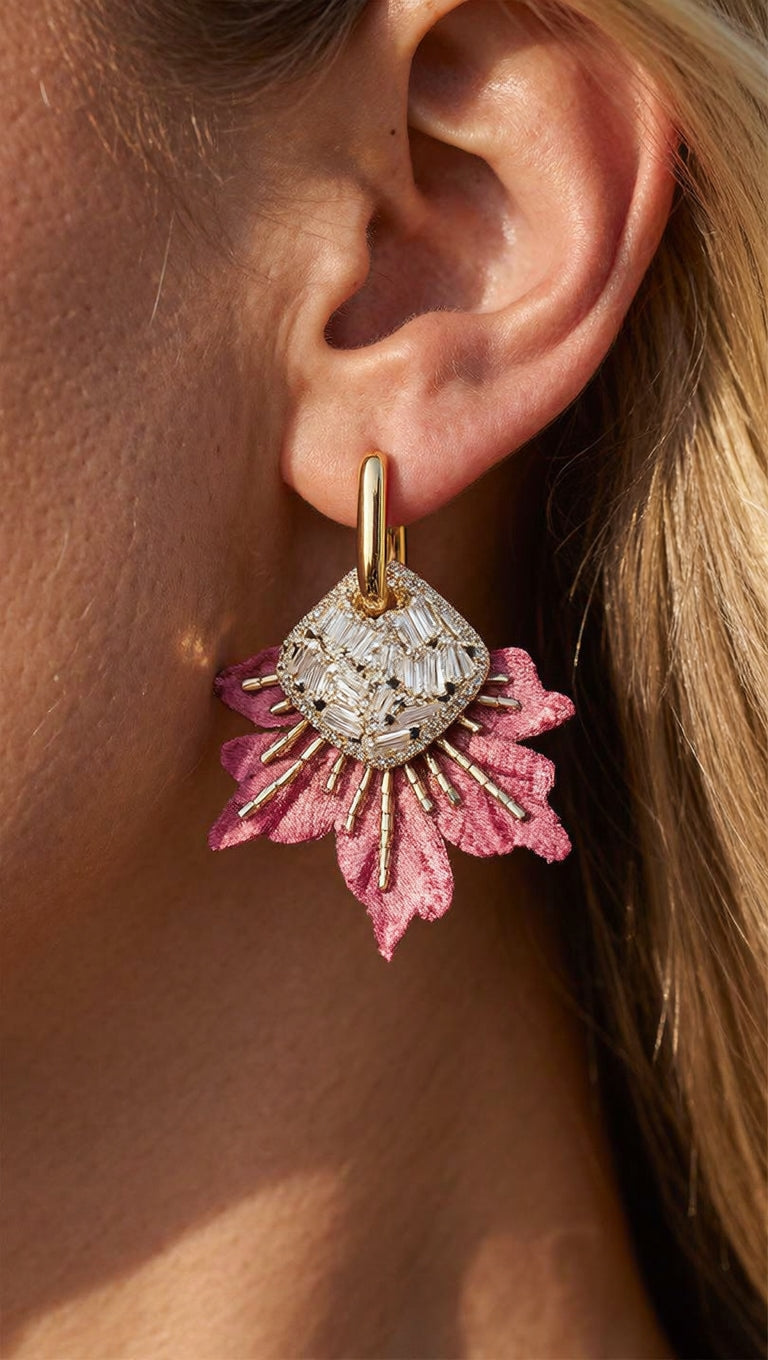 Aros Bordados Rosa 1223