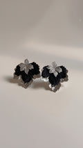 Aros Negro Plateado 1234
