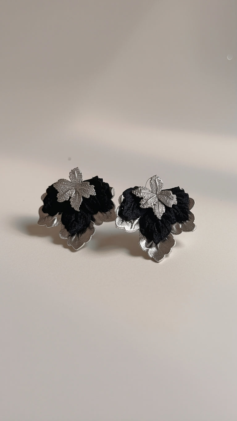 Aros Negro Plateado 1234