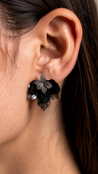 Aros Negro Plateado 1234