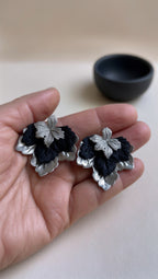 Aros Negro Plateado 1234