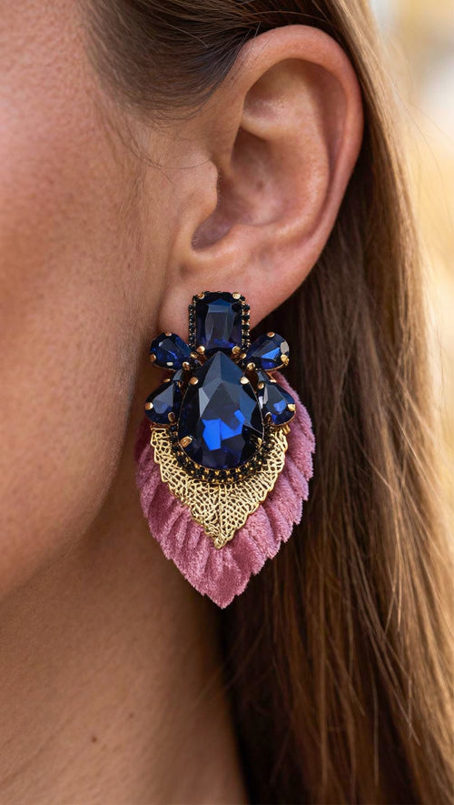 Aros Rosados Piedra Azul 1240