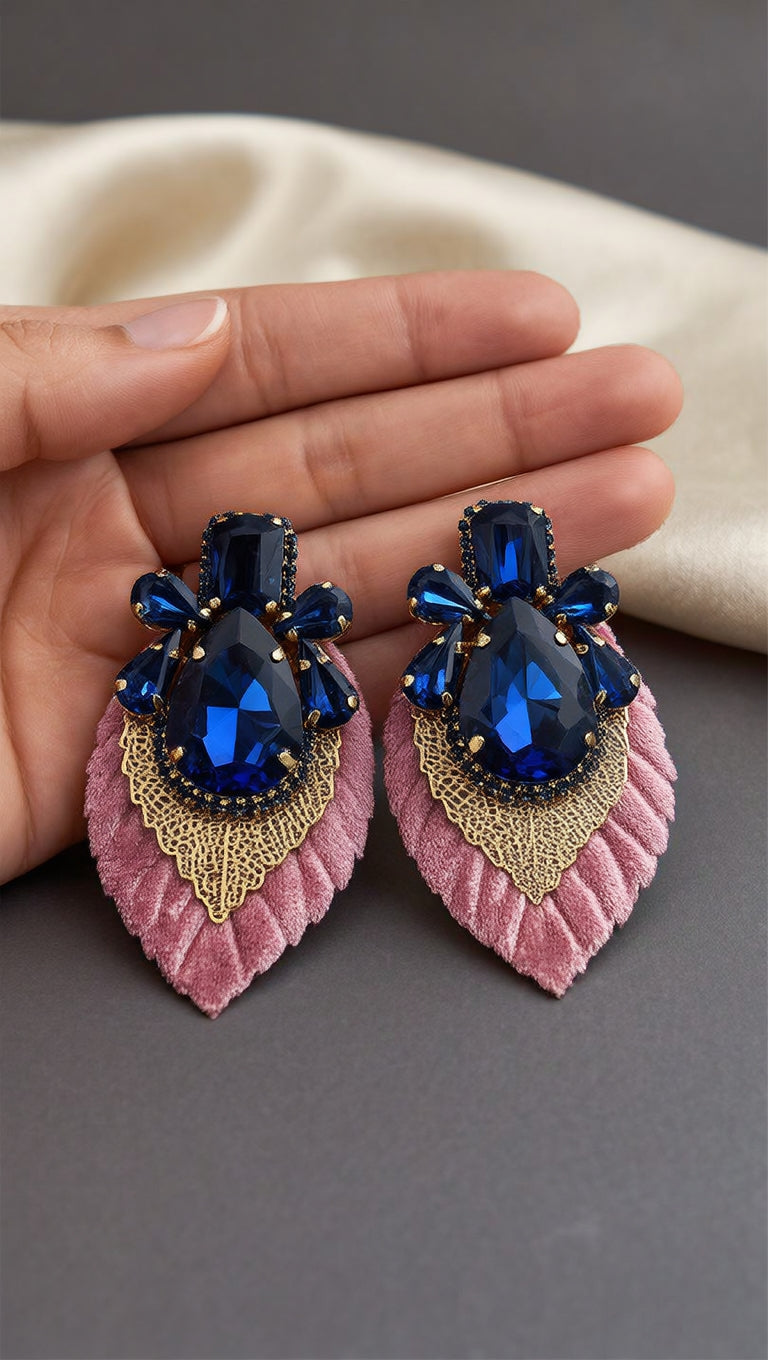 Aros Rosados Piedra Azul 1240