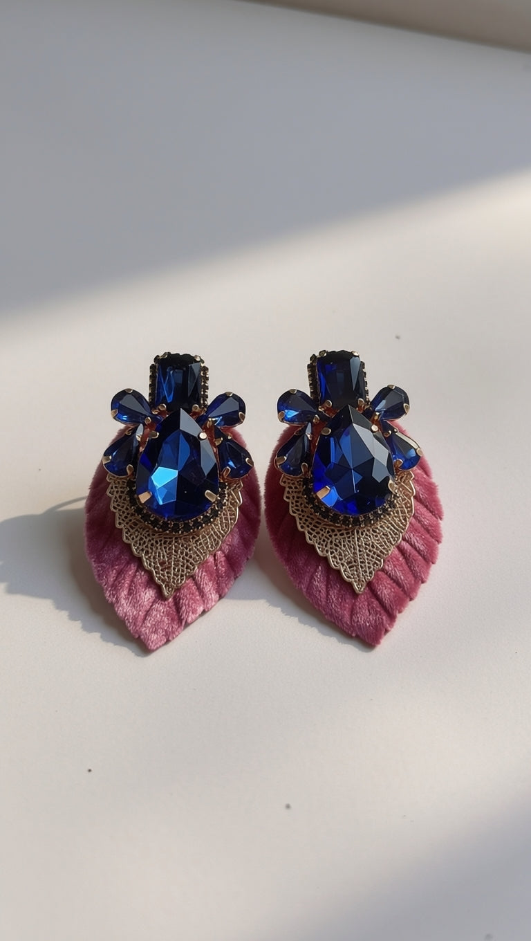 Aros Rosados Piedra Azul 1240