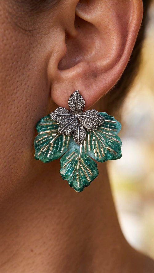 Aros Bordados Turquesa 1256