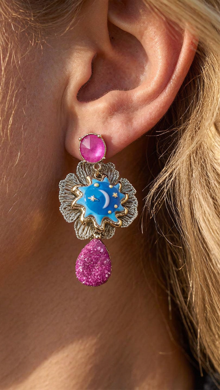 Aros Luna Rosado Celeste