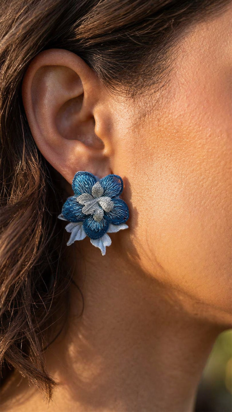 Aros Flor Azul 1271