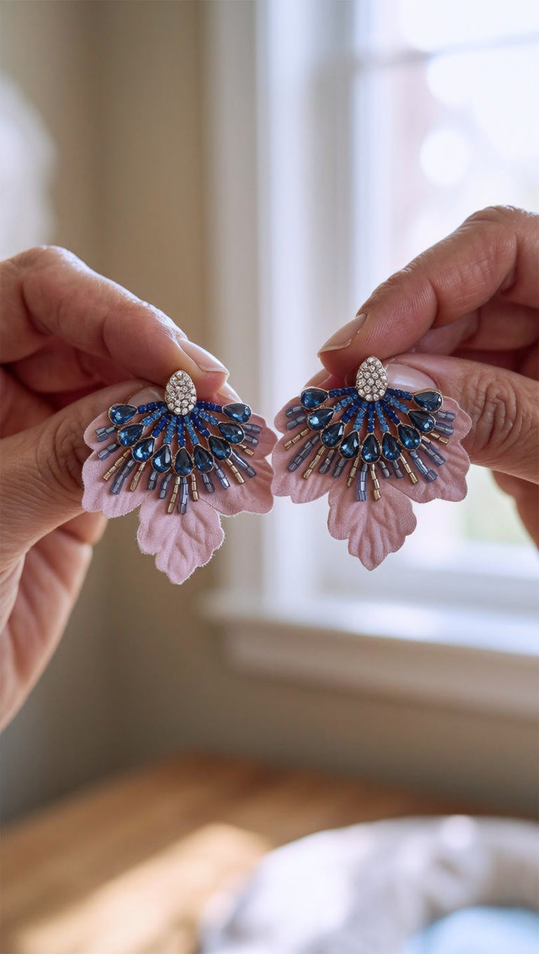 Aros Bordados Rosados 1279