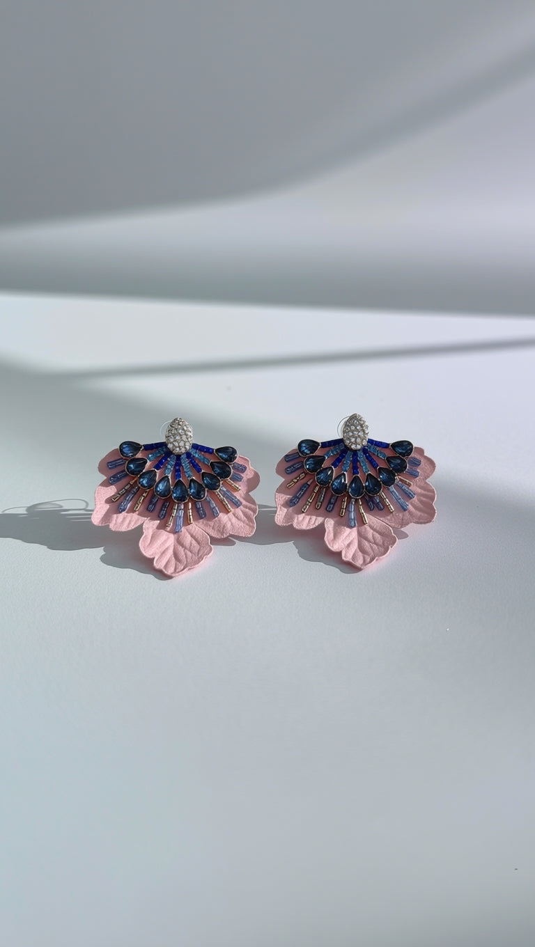 Aros Bordados Rosados 1279