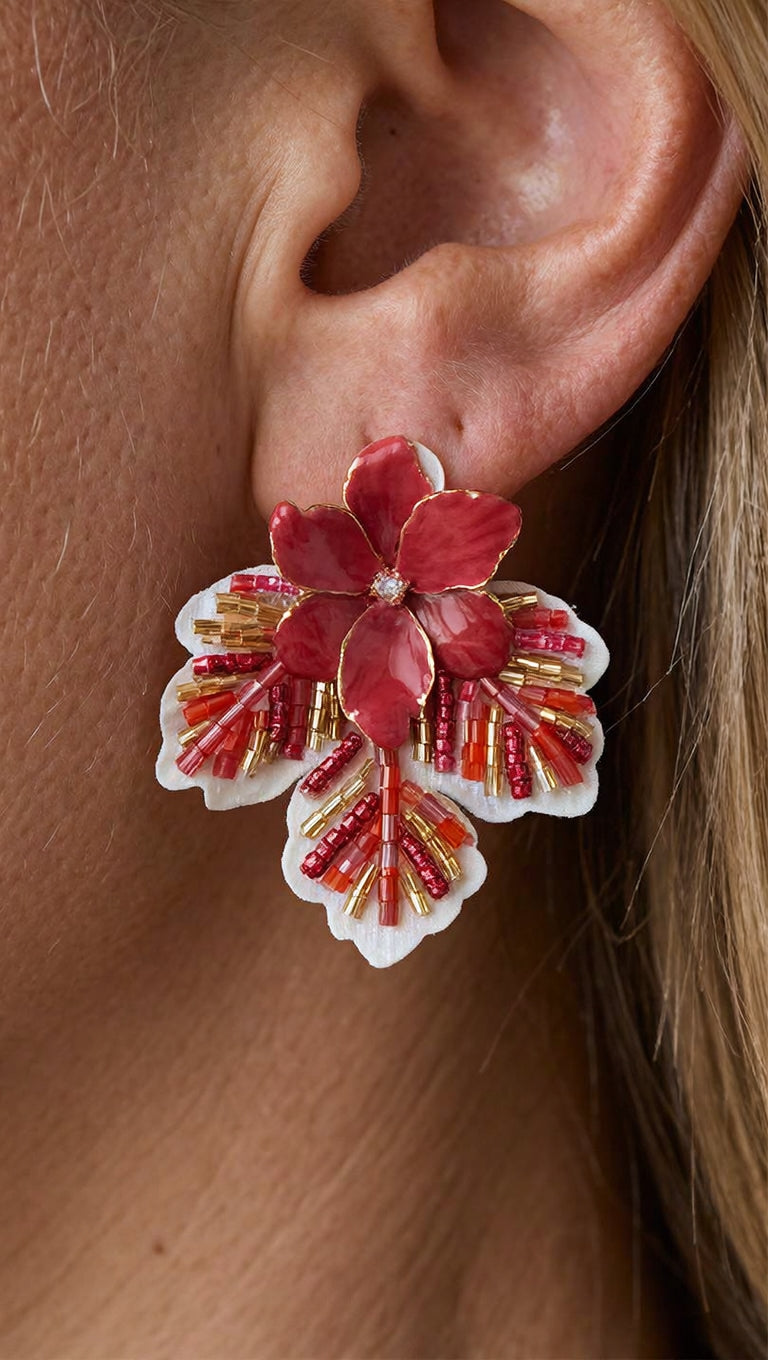 Aros Bordados Coral 1280
