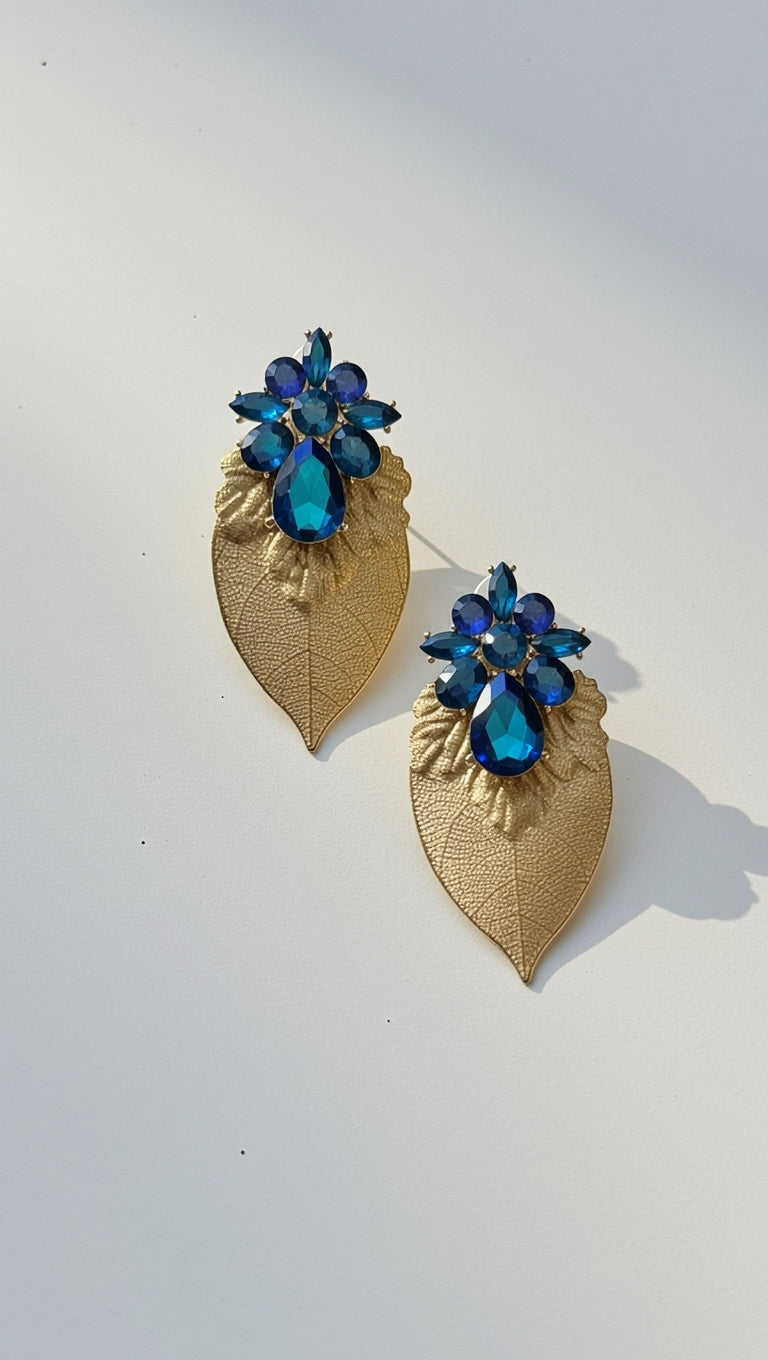 Aros Dorados con Azul 1289