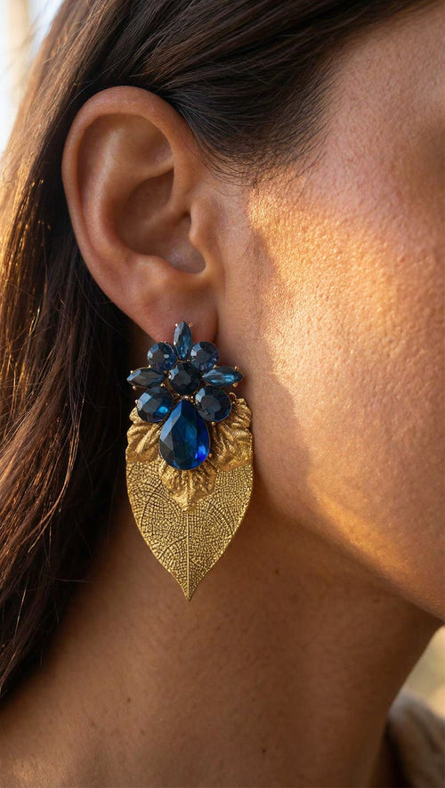 Aros Dorados con Azul 1289
