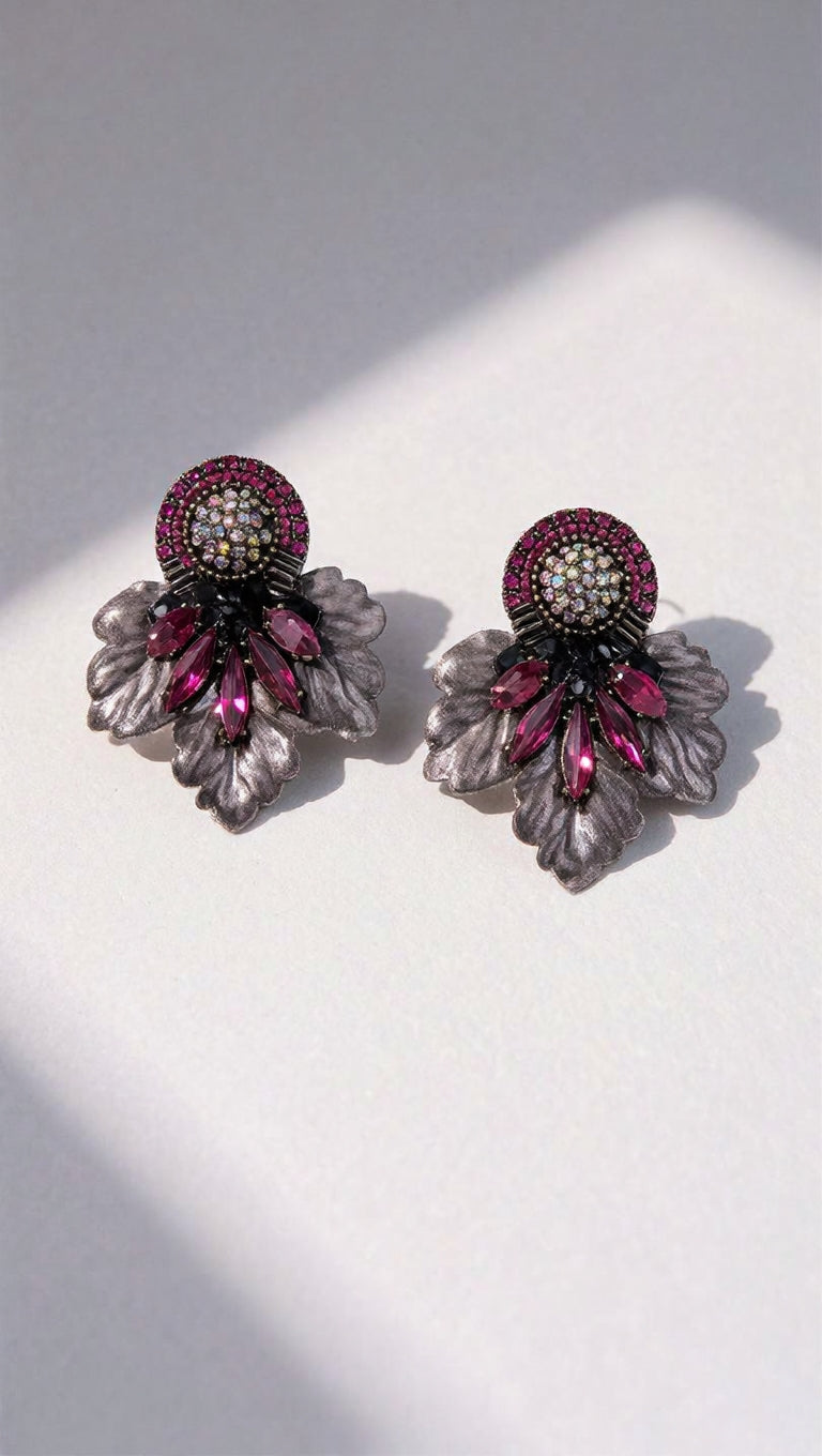 Aros Plateados Fucsia 1293