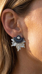 Aros Plateados con Azul 1294