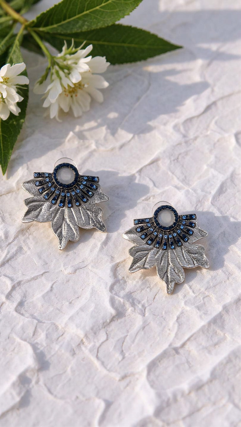 Aros Plateados con Azul 1294