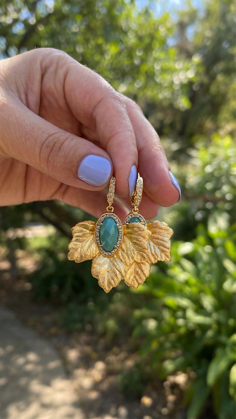 Aros Dorados con Turquesa 1306