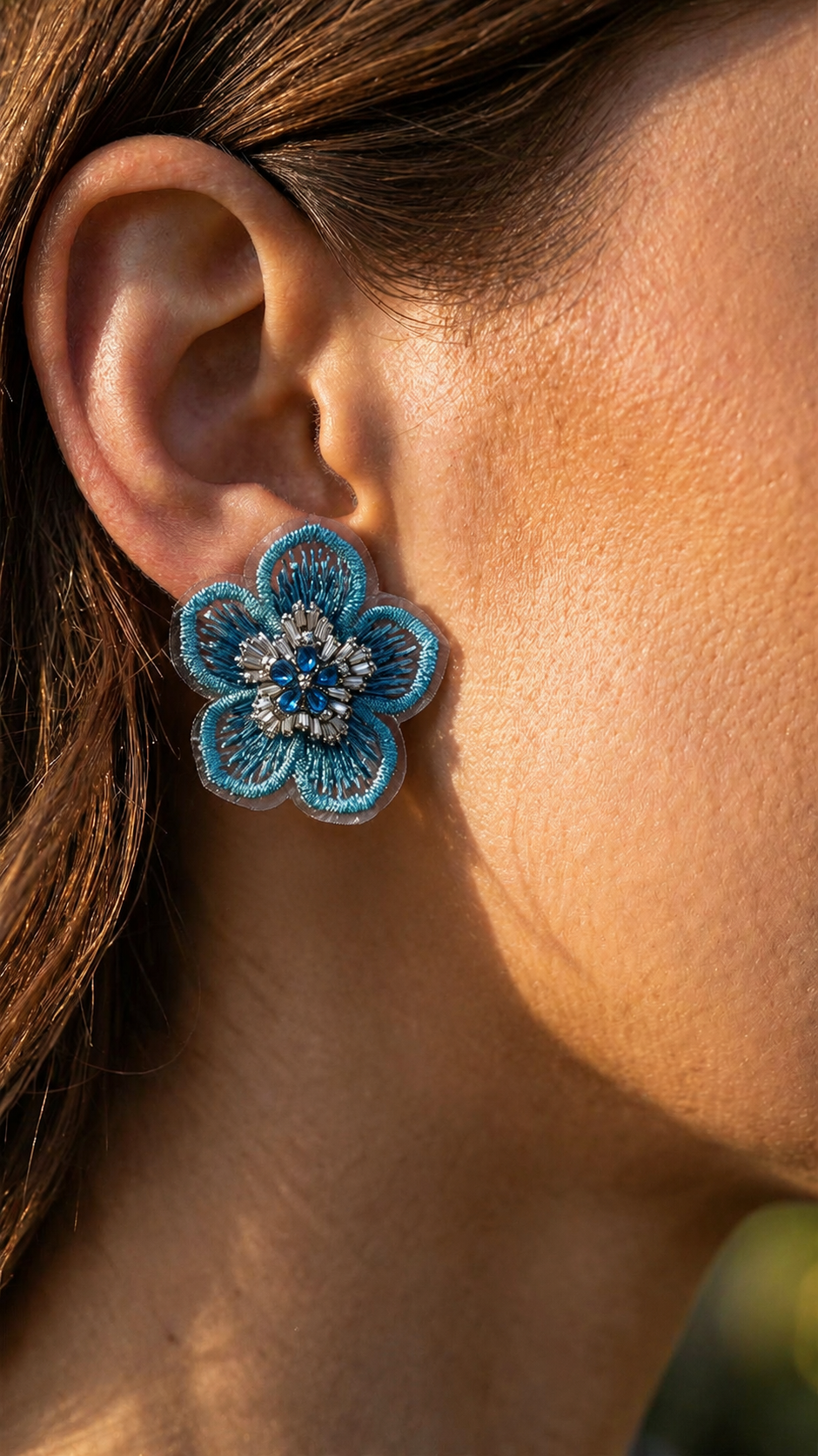 Aros Flor Azul 1274